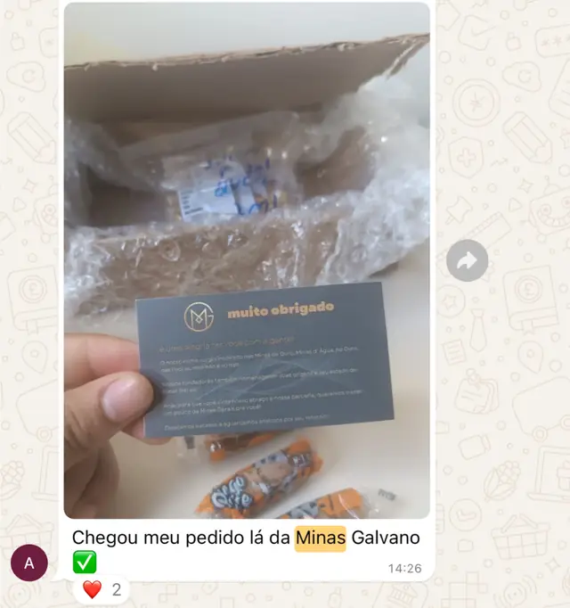 Print de depoimento de cliente no WhatsApp, 7 de 22