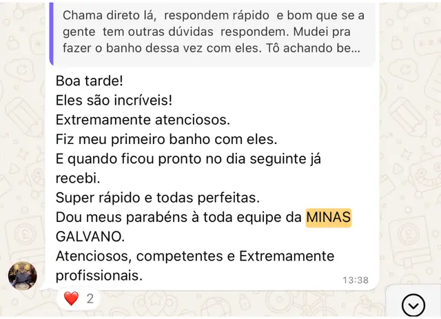 Print de depoimento de cliente no WhatsApp, 21 de 22